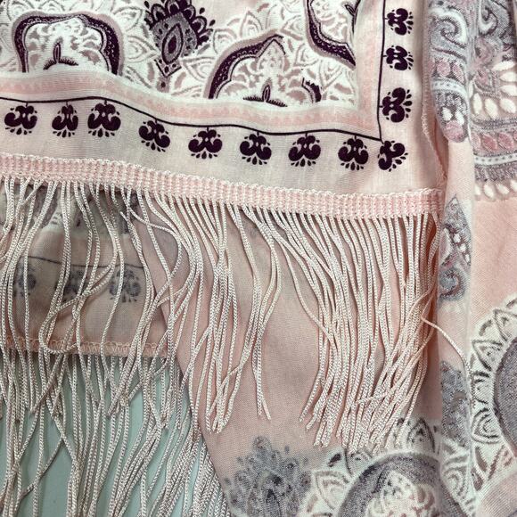 Burnout Bandana Print Kimono Coverup Pink Western Festival Rave Burnout Bohemian - Picture 7 of 8